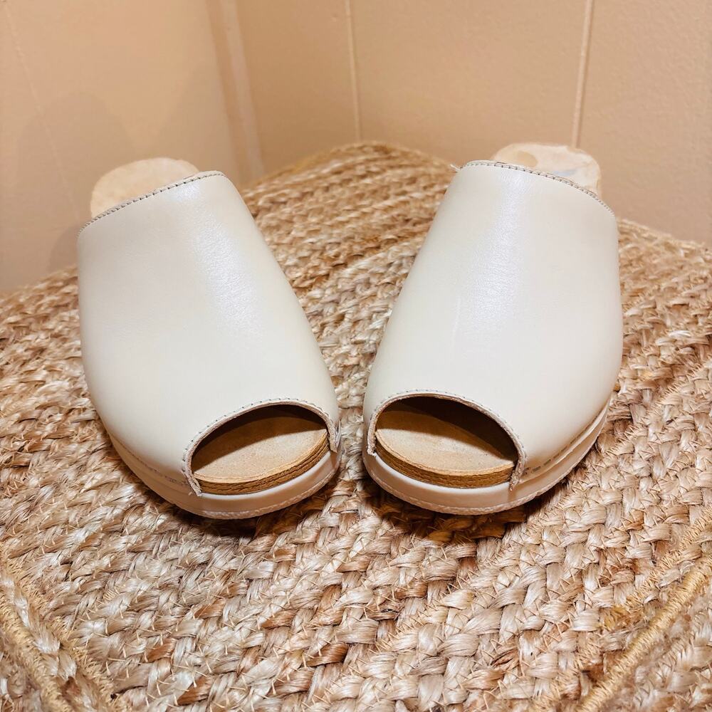 Dansko Cream Open-Toe Slide Flats
